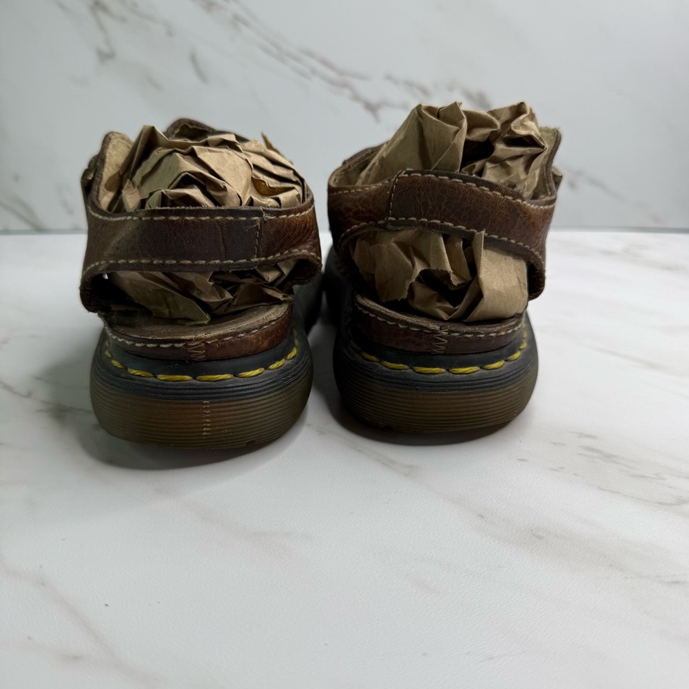 Vtg 1990's Dr. Martens D10715 Brown Leather Braided Chunky Platform Sandals - Picture 3 of 12